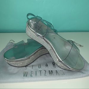 Stuart Weitzman clear princess glitter sandals sz.7